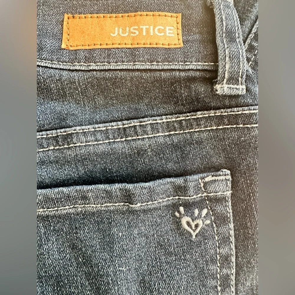 Justice Girls Girlfriend Jeans Size 10 | Rainbow Sequin Distressed Denim (1218)